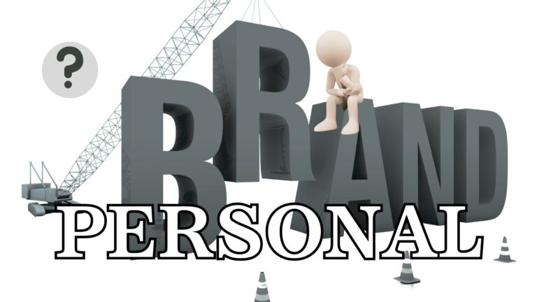 BIZ SIGNATURE 3D figure sitting on giant letters spelling BRAND, symbolizing the process of building a personal brand with Biz Signature