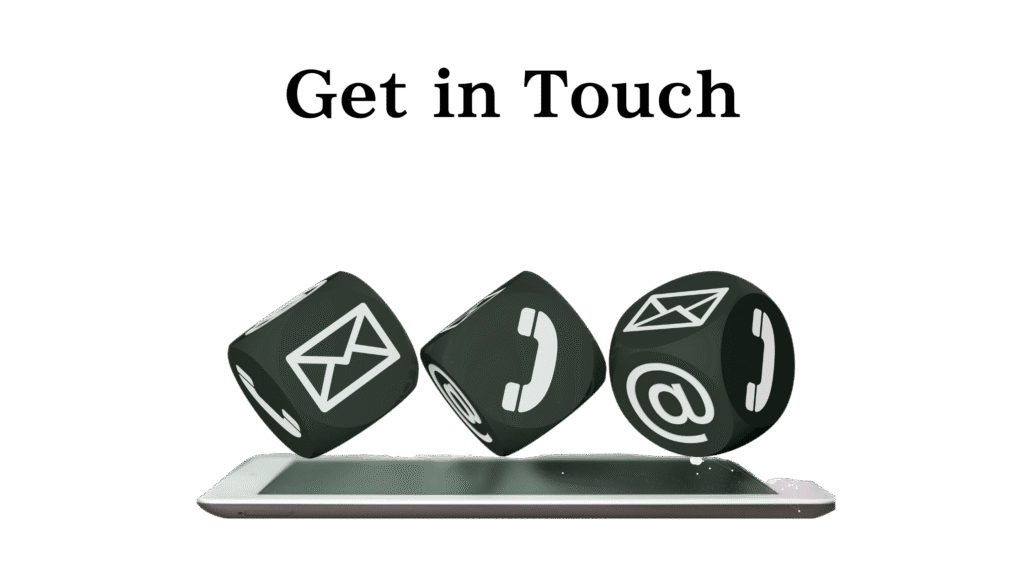 Contact page illustration with email, phone, and message icons