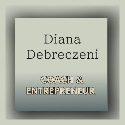 Professional portrait banner of Diana Debreczeni, coach and entrepreneur.